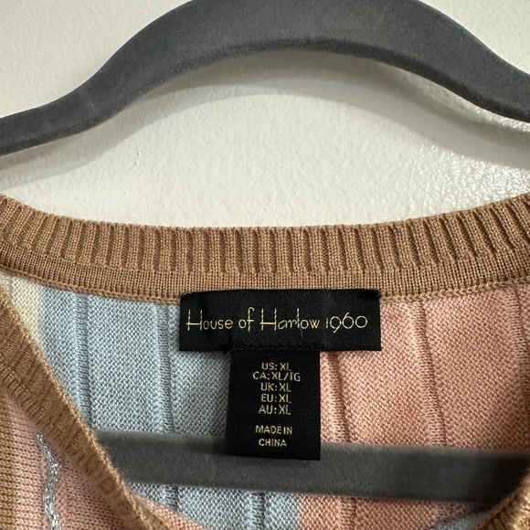 House of Harlow Striped Sleeveless Sweater/Top Metallic Detail, Size XL - Picture 6 of 6